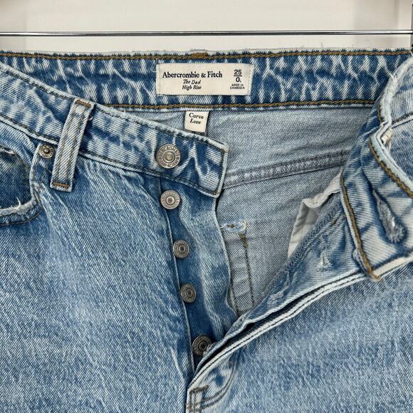 Abercrombie & Fitch The Dad High Rise Jeans Curve Love Light Wash Blue, 25 Long - Picture 7 of 9